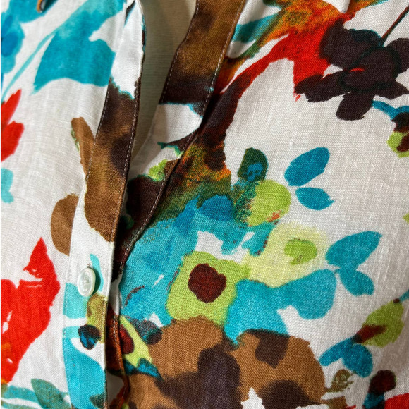 Tommy Bahama Women's Linen Shirt in Multicolored Floral Print Size Small - Picture 2 of 5